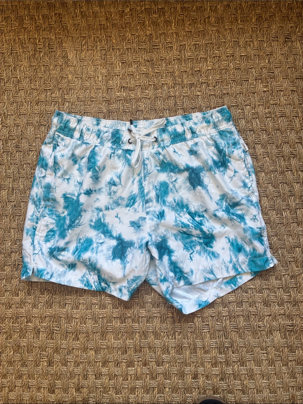 Onia White & Teal Tie-Dye Swim Shorts